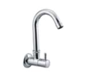 Quarter Turn Faucets- Sink Cock wall mounted with swivel spout and wall flange- A-806